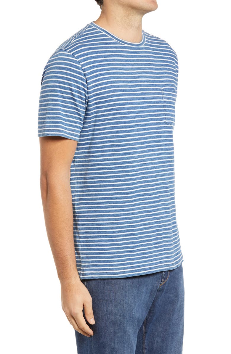 Peter Millar Seaside Indigo Stripe Pocket T-Shirt, Alternate, color,