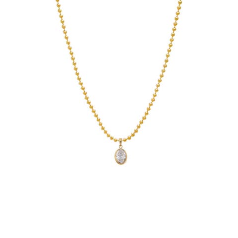 Lab Grown Diamond Oval Bezel Ball Link Necklace 14K