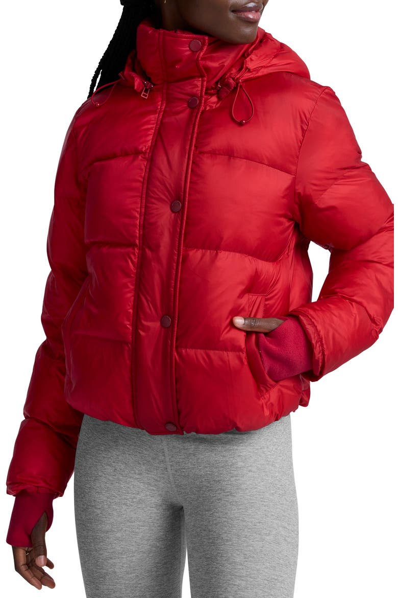 Big Cozy Puffer Hooded Jacket, Main, color, HOLLY RED