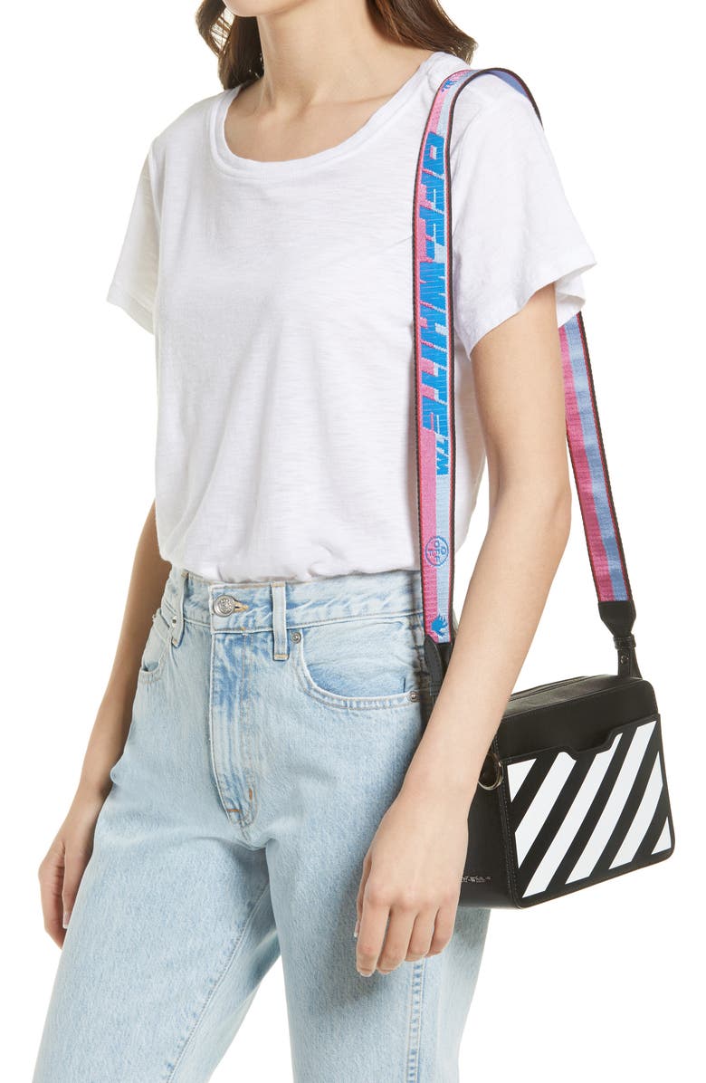 Off-White Diagonal Stripe Camera Belt Bag, Alternate, color,