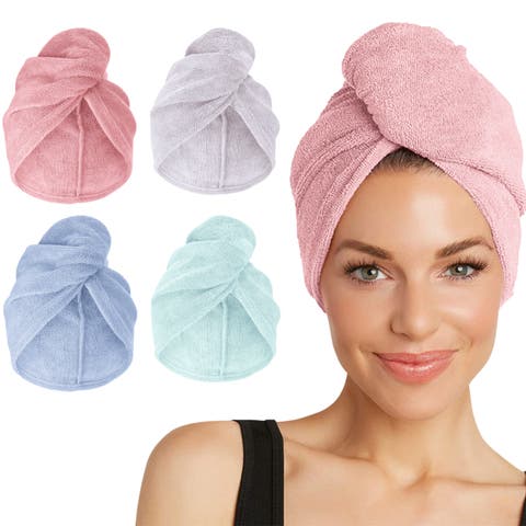 4 Microfiber Hair Towels, for Straight, Wavy, Curly Hair