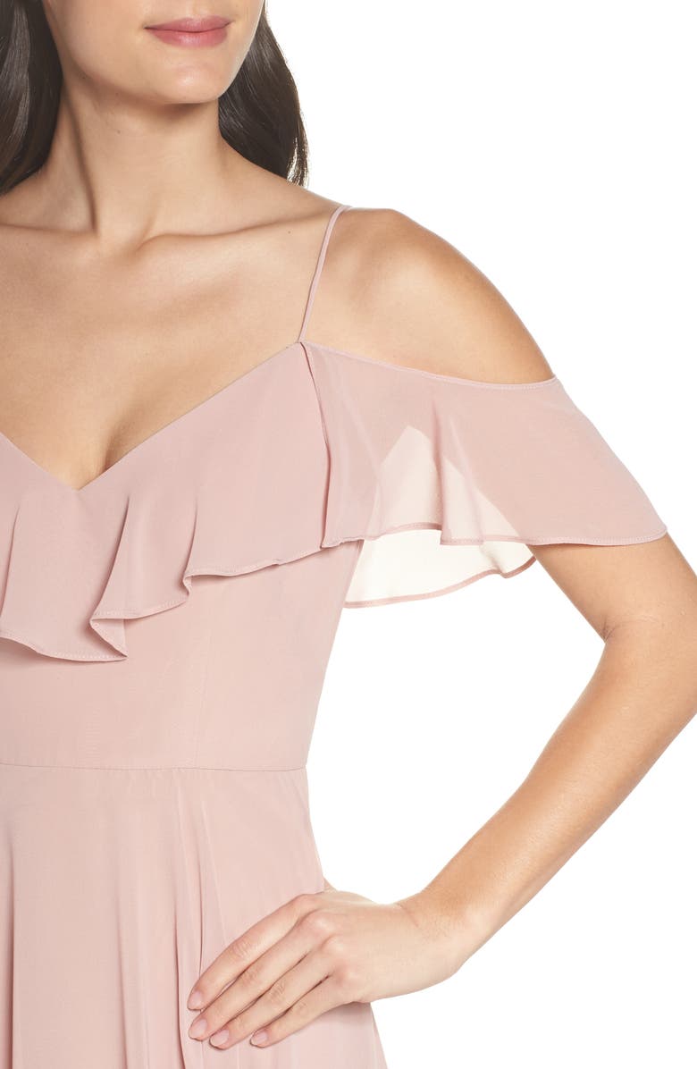 Jenny Yoo Kelli Cold Shoulder Chiffon Dress, Alternate, color, 