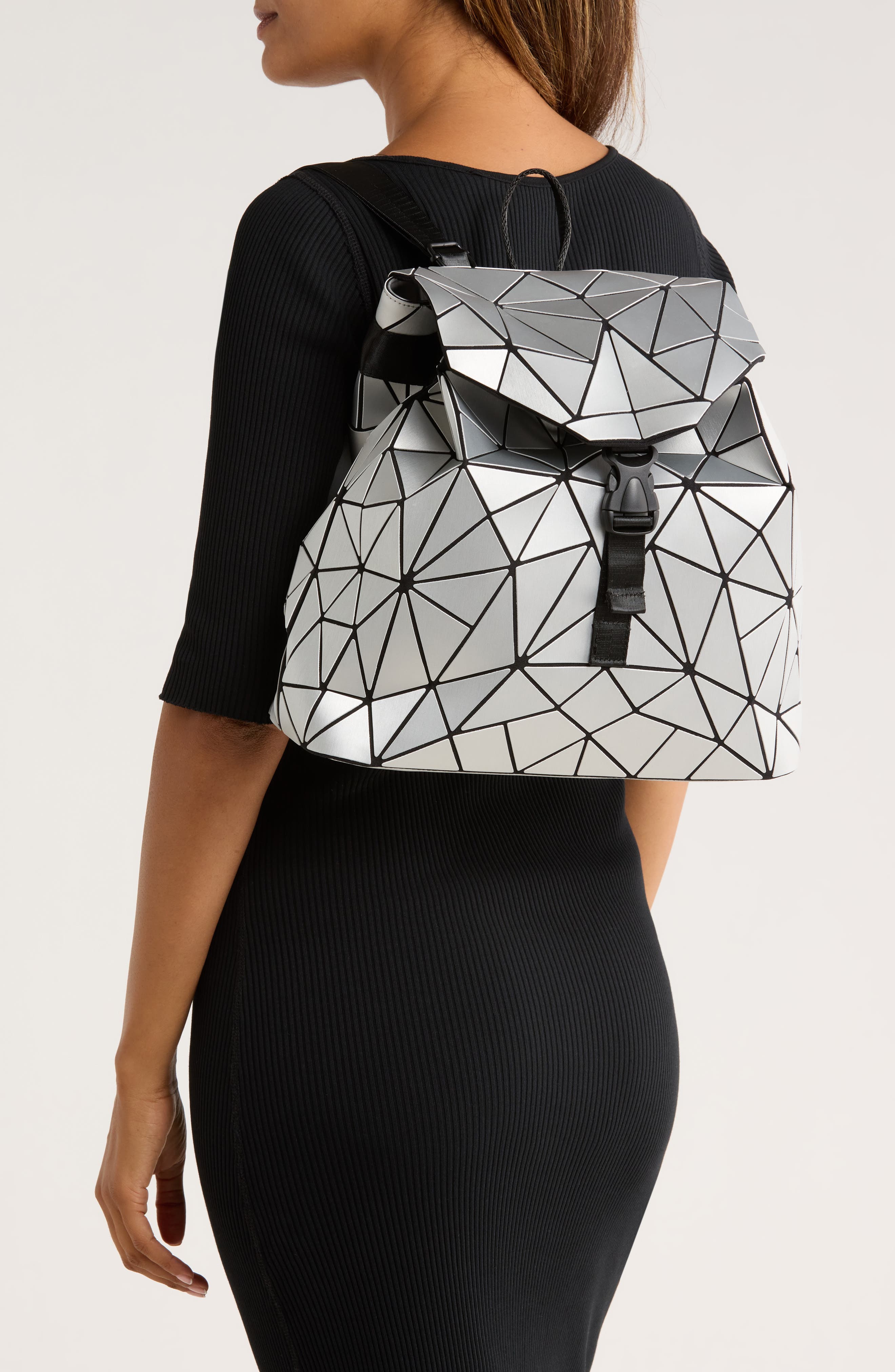 PATRIZIA LUCA Slanted Triangle Backpack, Alternate, color, Matte Silver