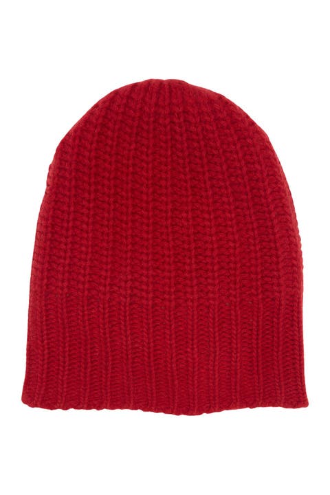 Ribbed Cashmere Knit Beanie