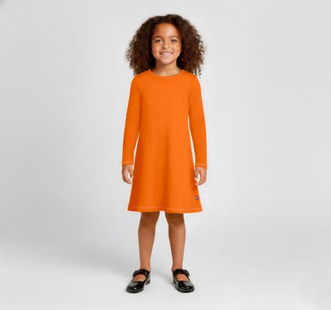 Girl's Soft 100% Cotton Baby Rib Long Sleeve Dress (Toddler/Kids)