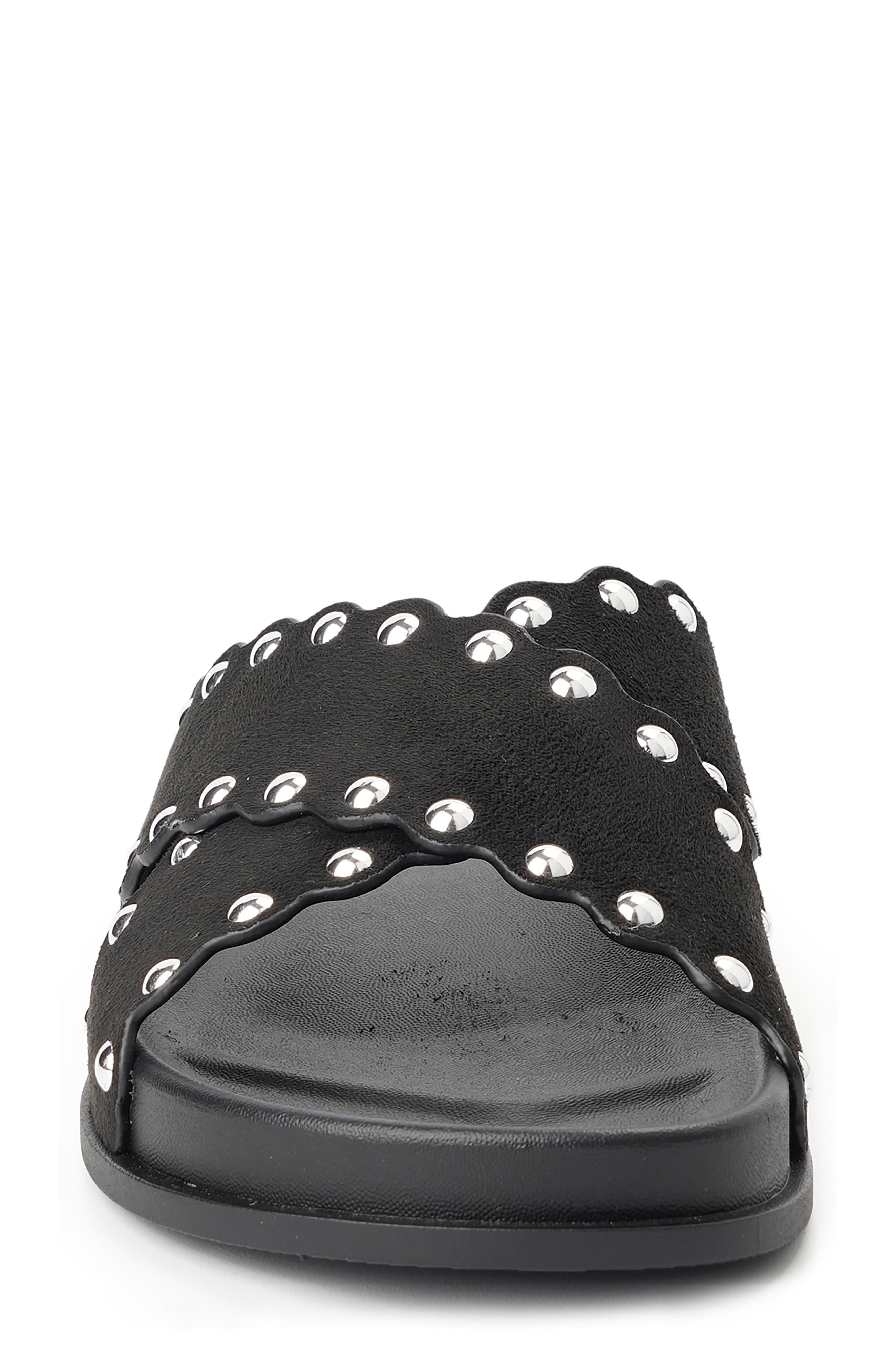 NEW YORK AND COMPANY Barnett Stud Crisscross Slide Sandal, Alternate, color, Black
