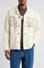 Obey Vista Camp Collar Seersucker Shirt Jacket
