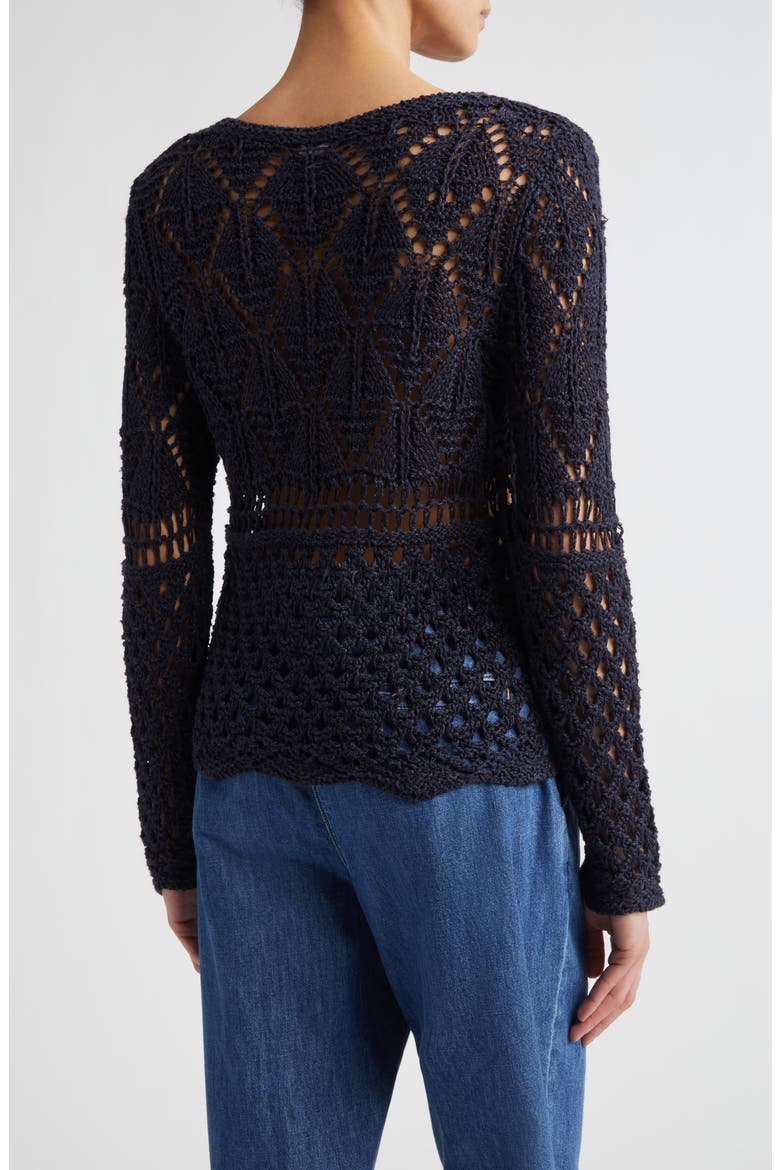 Open Double Stitch Linen & Silk Sweater, Alternate, color, BLUE