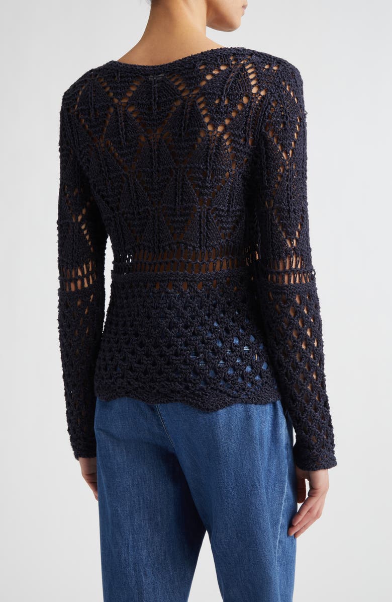 Eleventy Open Double Stitch Linen & Silk Sweater, Alternate, color, Blue