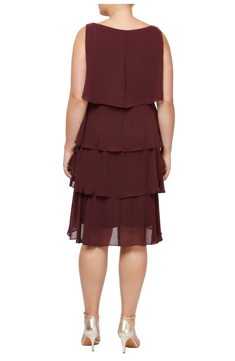 SL FASHIONS Tiered Sleeveless Dress, Alternate, color, Fig