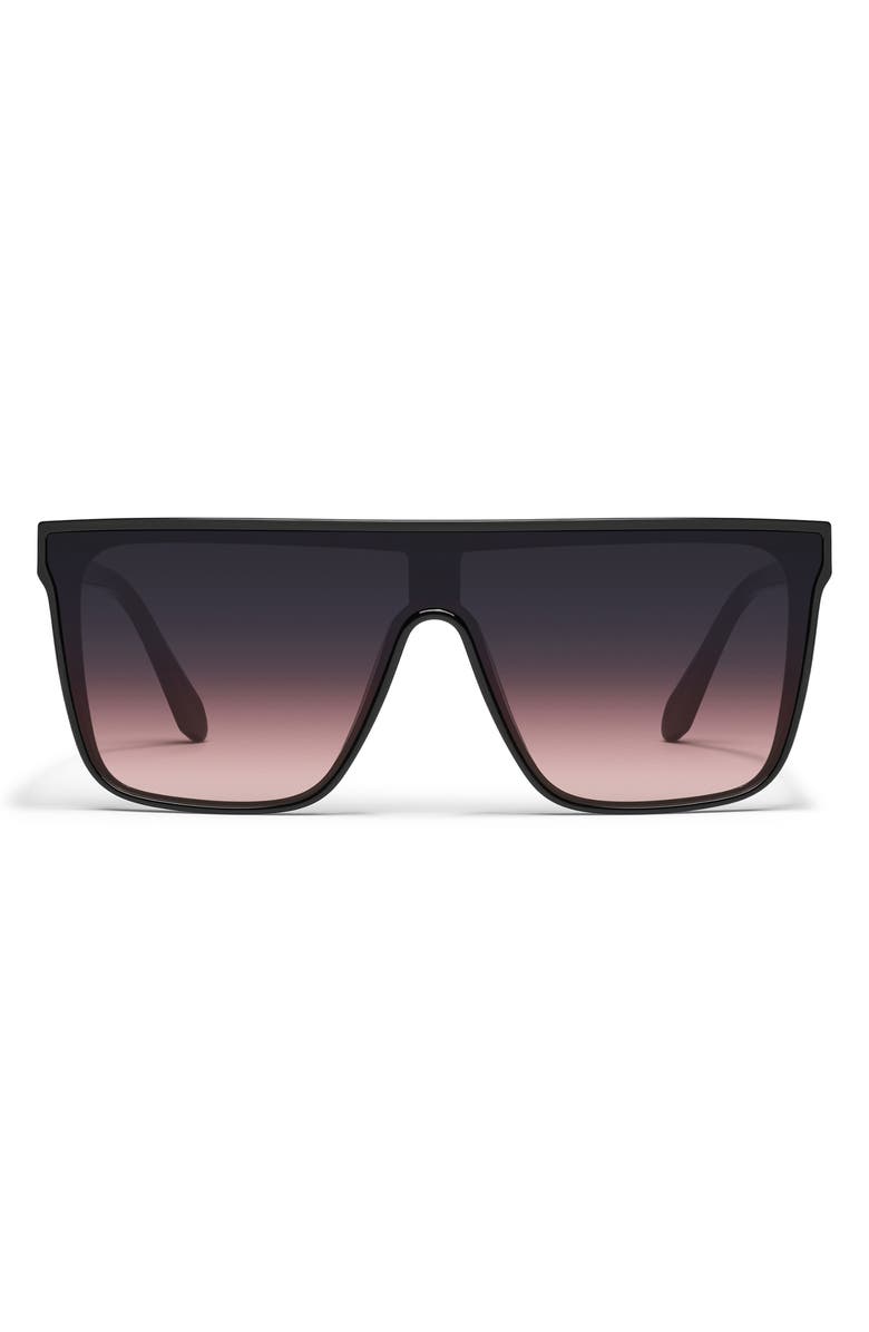 QUAY Nightfall Medium 138mm Shield Sunglasses, Main, color, Black/ Black Plum Pink