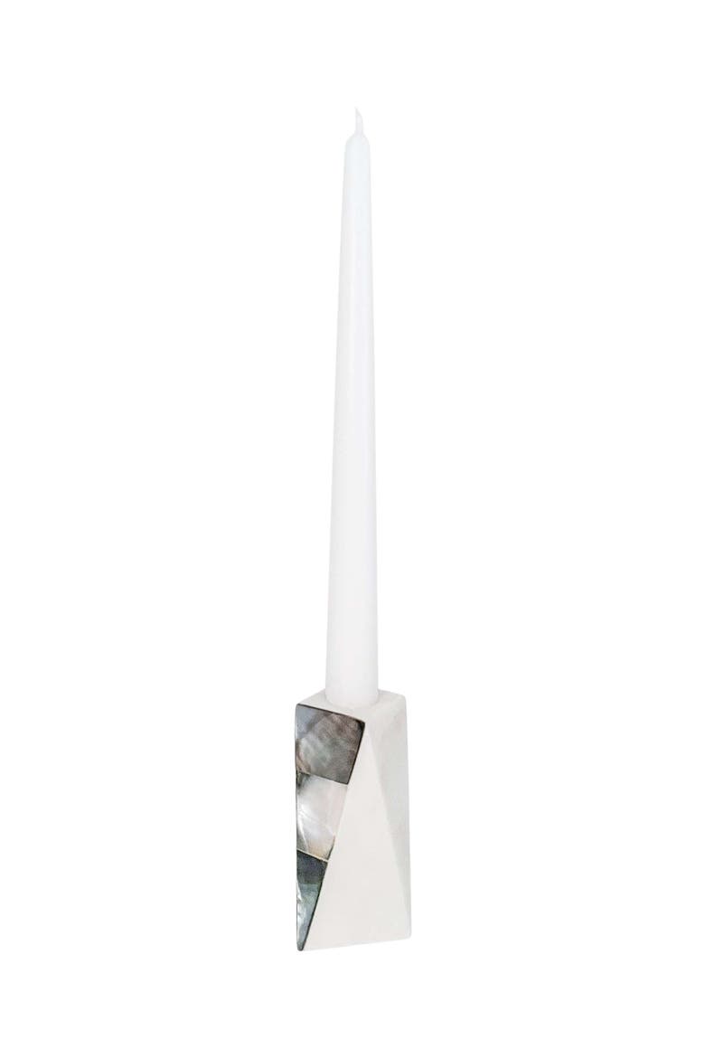 Marble Grey Pearl Candle Holders, Alternate, color, White