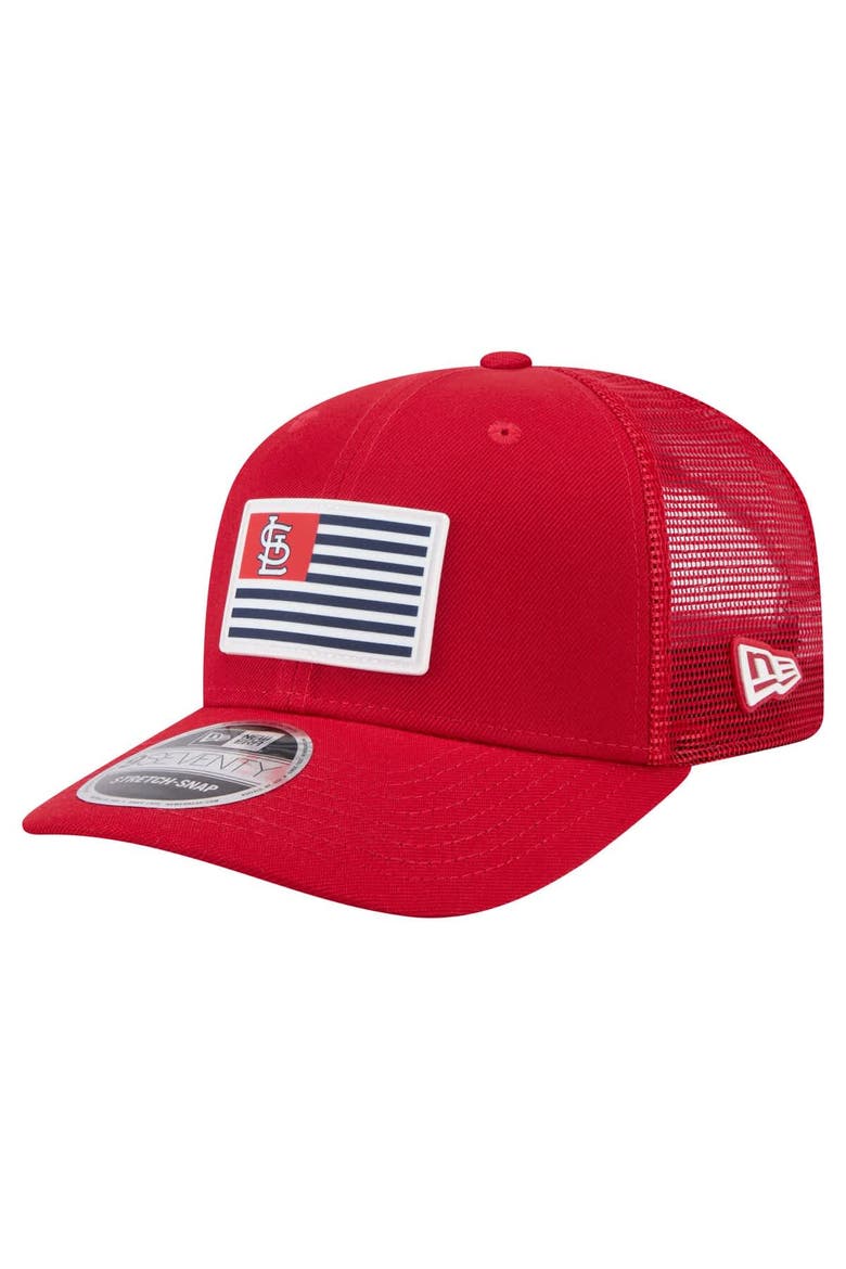 Men's New Era Red St. Louis Cardinals Flag 9SEVENTY COOLERA Stretch-Snap Hat, Main, color, Red