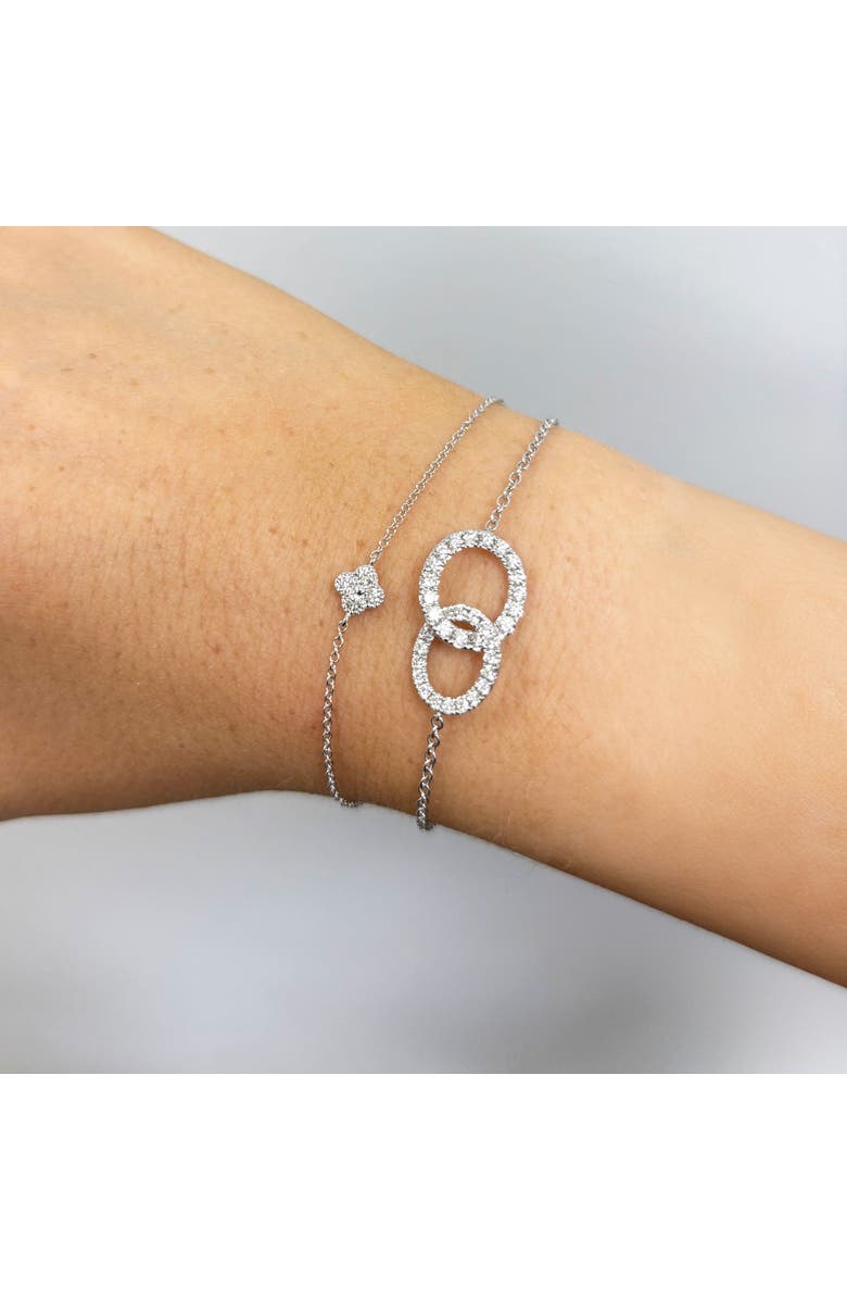 The Lovery Fine Jewelry Diamond Single Clover Bracelet, Alternate, color, White Gold