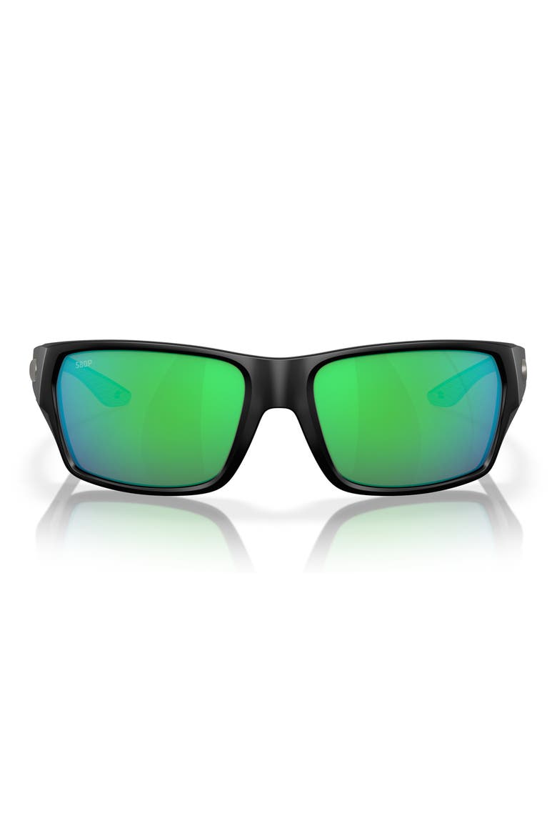 Tailfin 57mm Polarized Rectangular Sunglasses, Main, color, GREEN