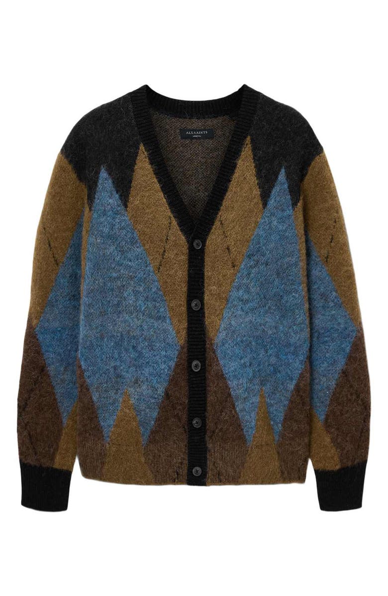 AllSaints Beam Geo Pattern Cardigan, Alternate, color, Cider Brown