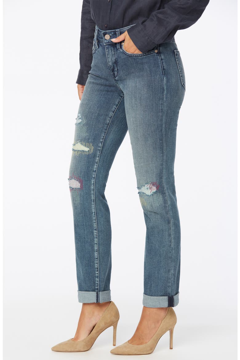 Marilyn Cool Embrace® Ripped Ankle Straight Leg Jeans, Alternate, color, CLEAN MONET