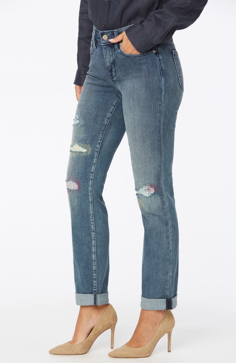 NYDJ Marilyn Cool Embrace<sup>®</sup> Ripped Ankle Straight Leg Jeans, Alternate, color,
