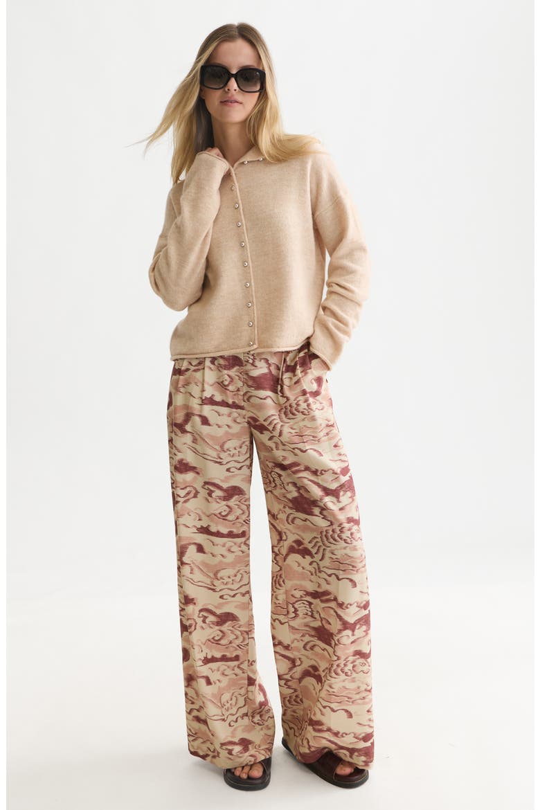 Fuzzy Funnel Neck Cardigan, Alternate, color, SHIFTING SAND MELANGE