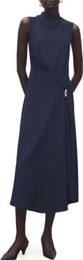 MANGO Mock Neck Midi Dress