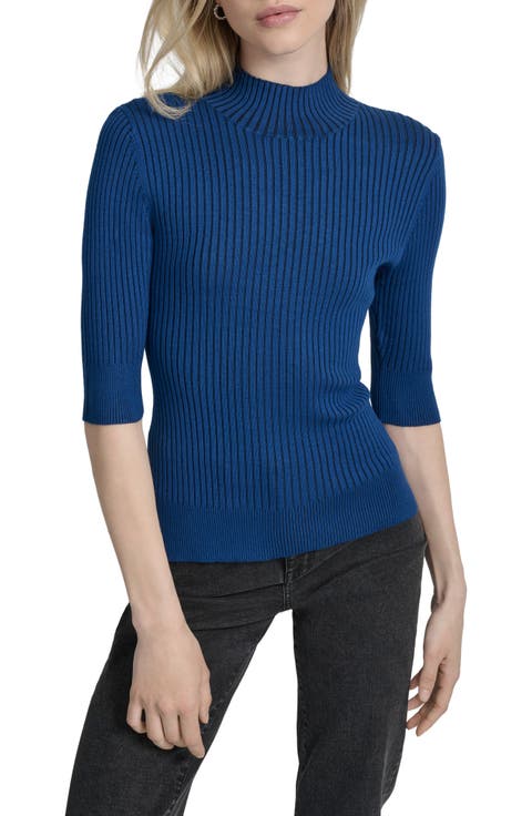 Mock Neck Rib Sweater