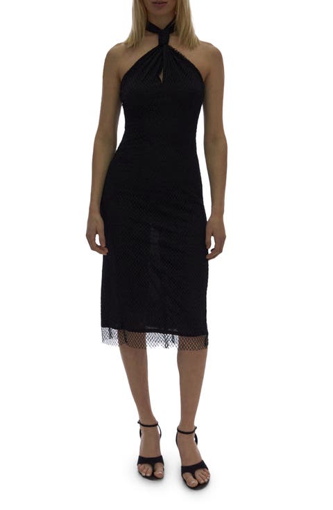 Mesh Halter Neck Dress