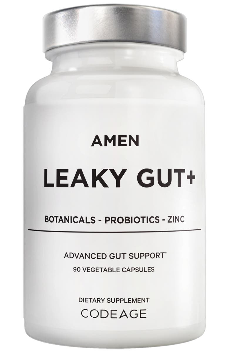 Codeage Amen Leaky Gut L-Glutamine, Probiotic & Prebiotic Supplement, Main, color, White