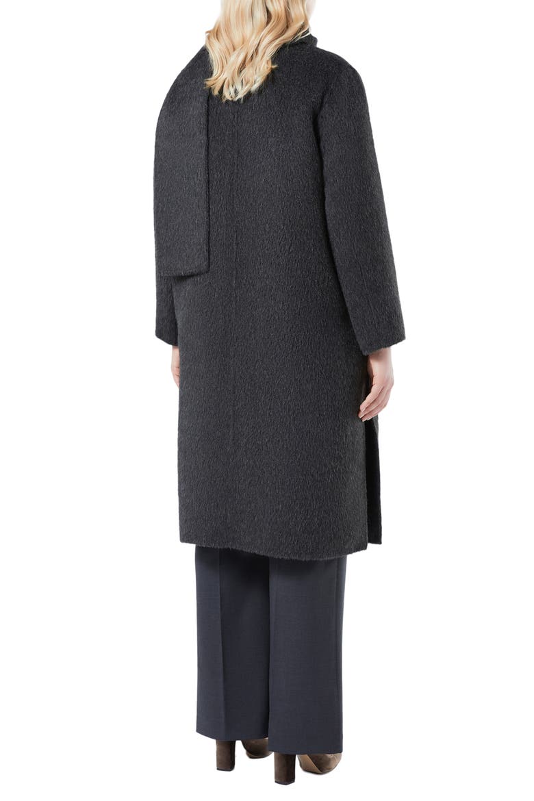 Iacopo Alpaca & Wool Coat with Removable Scarf, Alternate, color, DARK GREY