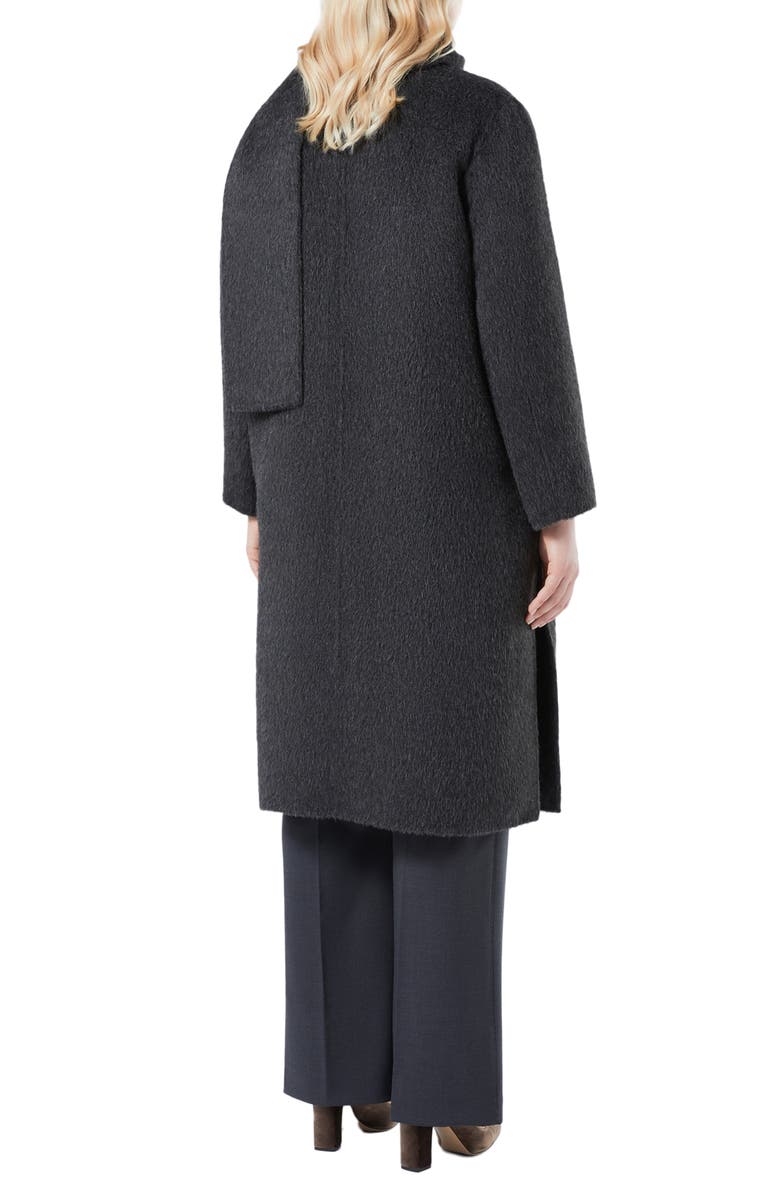 Marina Rinaldi Iacopo Alpaca & Wool Coat with Removable Scarf, Alternate, color, Dark Grey
