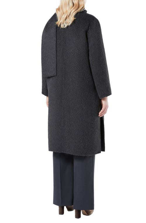 Marina Rinaldi Iacopo Alpaca & Wool Coat With Removable Scarf In Black