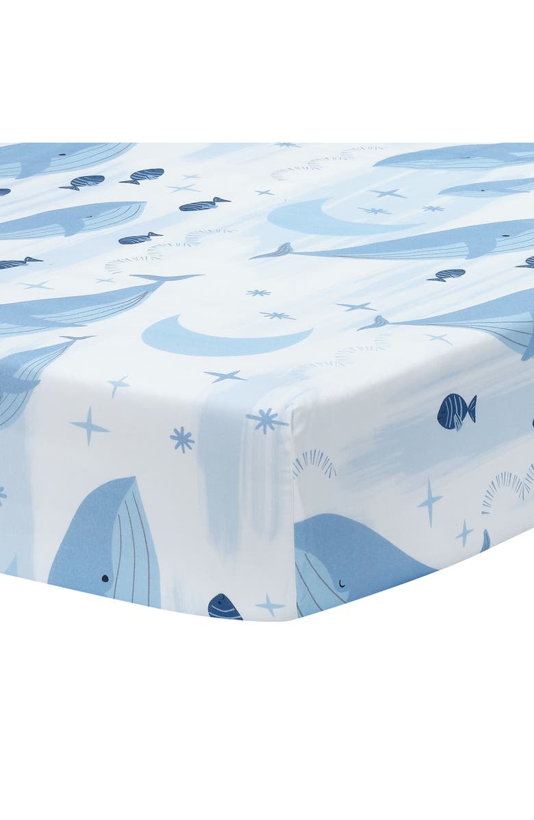 Lambs & Ivy Bubbles & Squirt 3-Piece Whale/Ocean Aquatic Baby Crib Bedding Set, Alternate, color, Blue