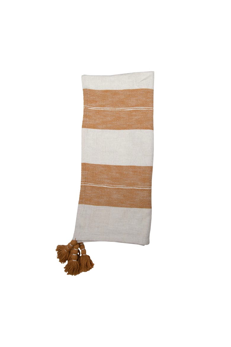 Orange Striped Handwoven 100% Cotton Accent Throw Blanket  50 x 60", Main, color, Orange