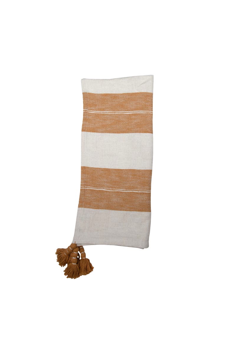Foreside Home and Garden Orange Striped Handwoven 100% Cotton Accent Throw Blanket  50 x 60", Main, color, Orange