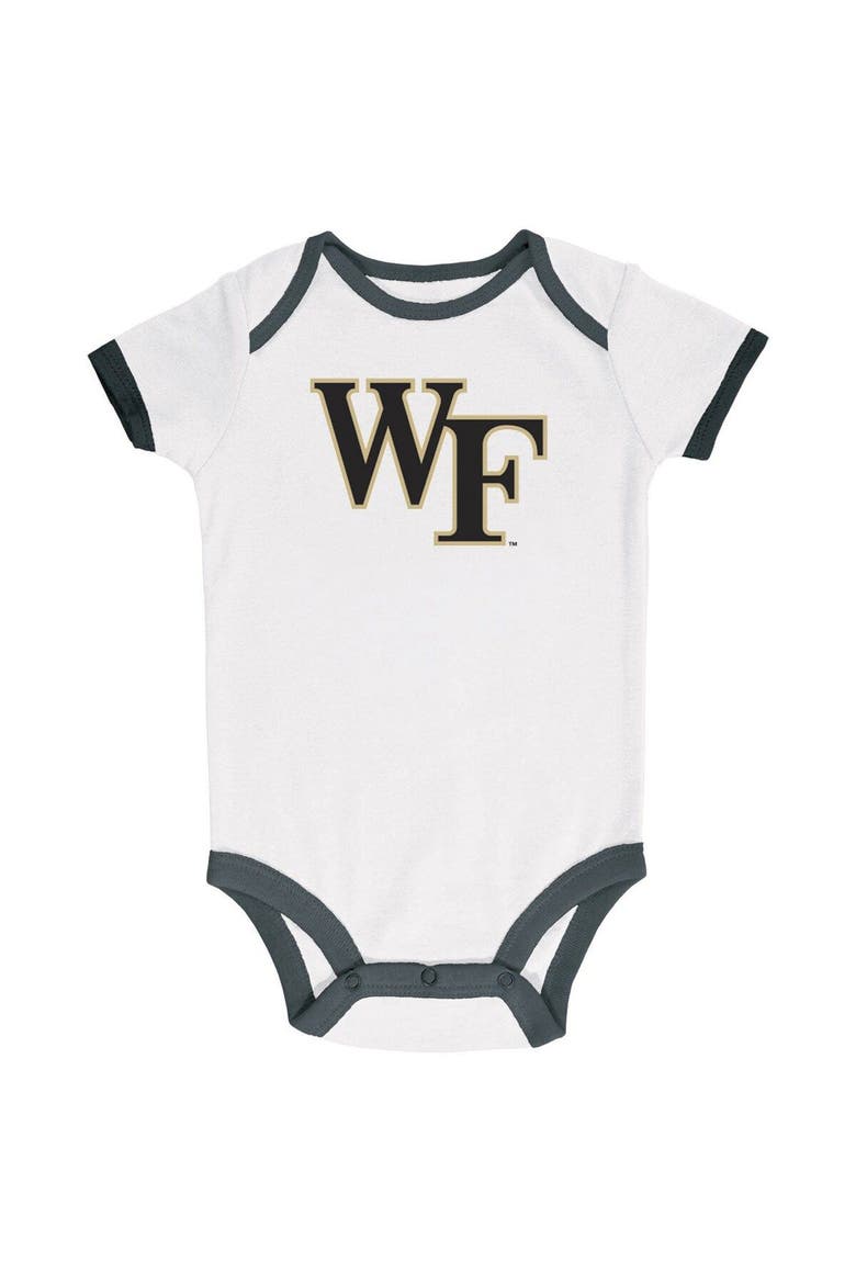 Newborn & Infant Champion Black/Heather Gray/White Wake Forest Demon Deacons Three-Pack Bodysuit Set, Alternate, color, Black
