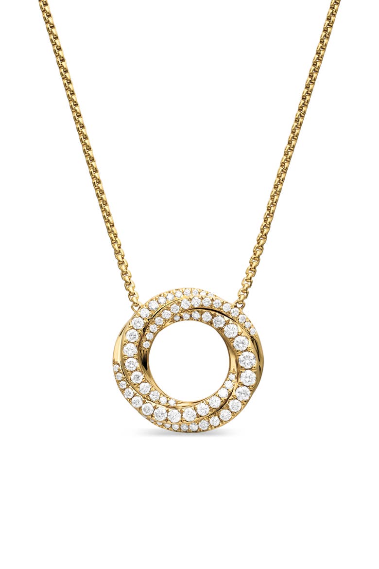 Petite Pavé Crossover Pendant Necklace in 18K Gold with Diamonds, Main, color, 18K YELLOW GOLD