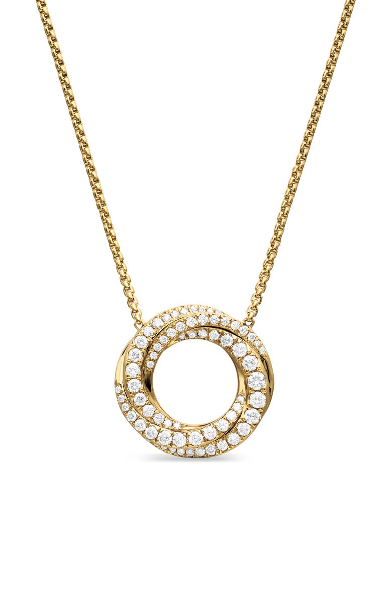 David Yurman Petite Pavé Crossover Pendant Necklace in 18K Gold with Diamonds, Main, color, 18K Yellow Gold