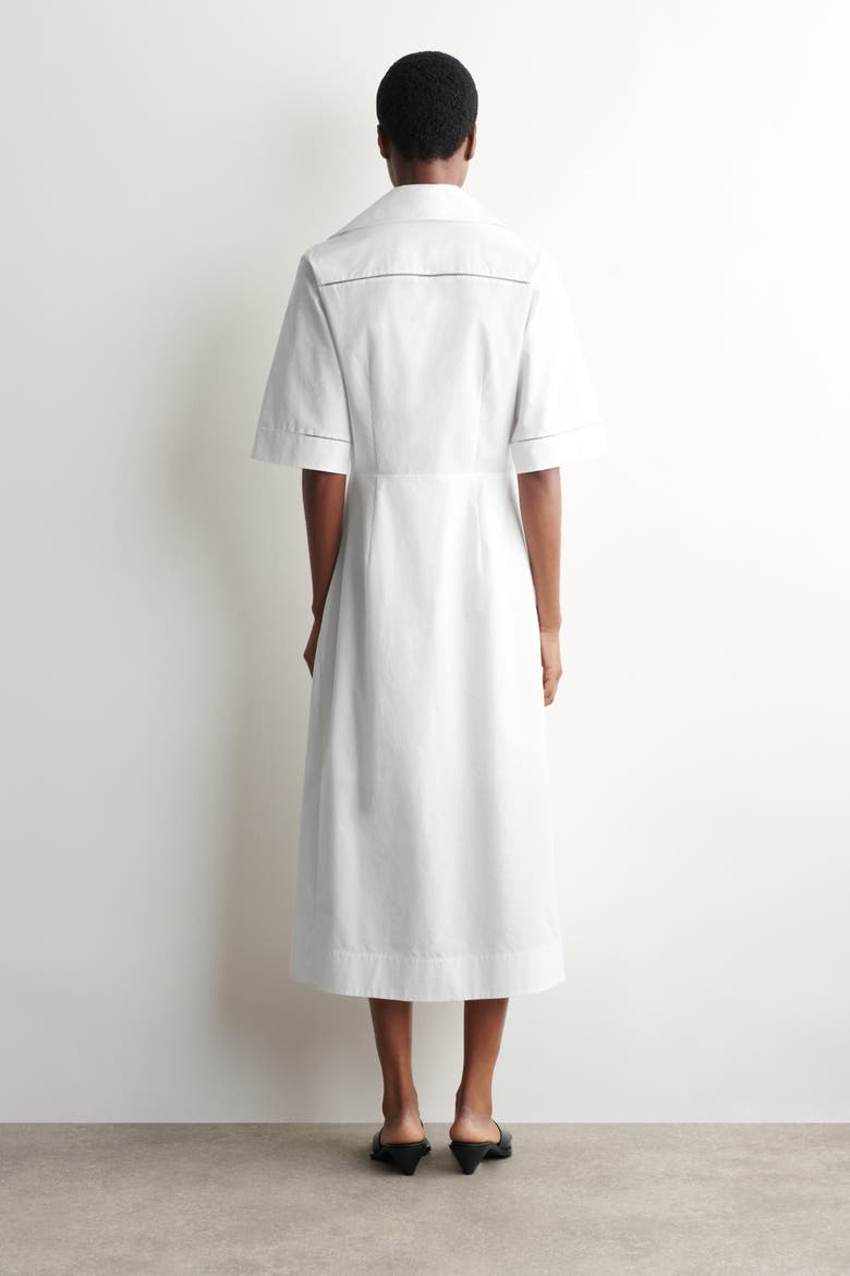 Embroidered Pima Cotton Midi Dress, Alternate, color, WHITE