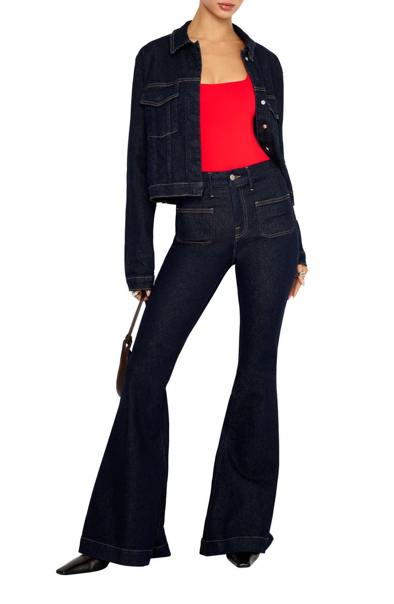Good American Good Waist Super High Waist Super Flare Jeans, Alternate, color, Indigo716