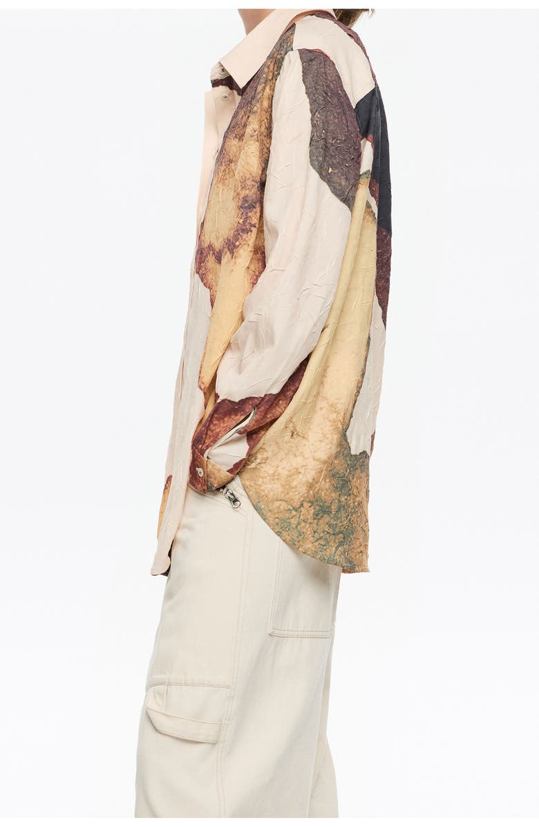 Bimba y Lola Abstract Crinkled Shirt, Alternate, color, Abstract Light Yellow