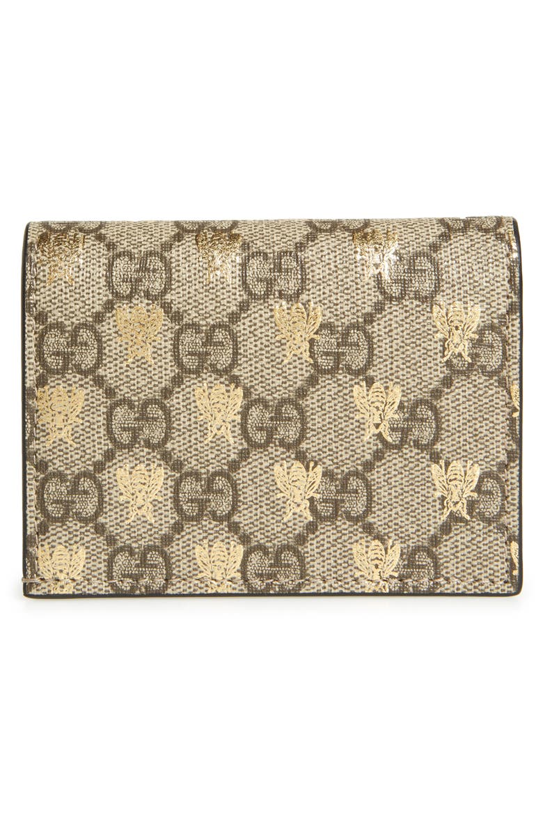 GG Supreme Bee Canvas Bifold Wallet, Alternate, color, BEIGE EBONY ORO/ NERO