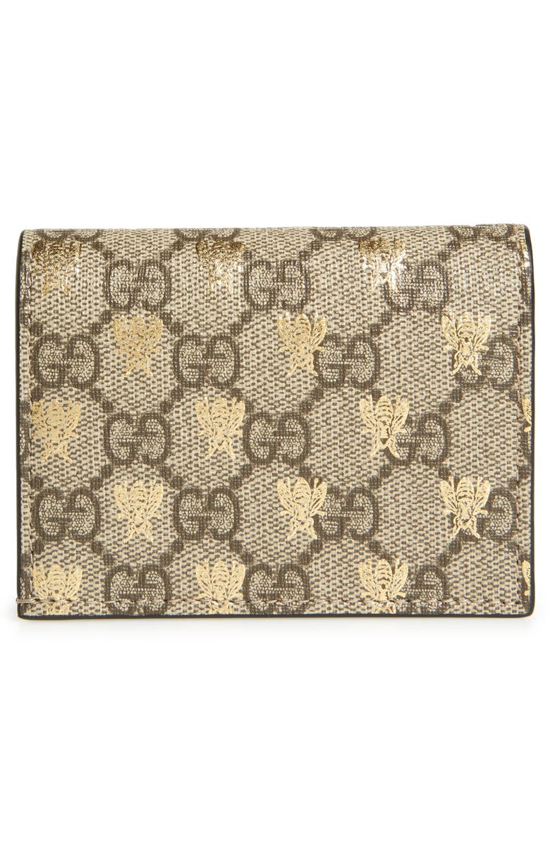Gucci GG Supreme Bee Canvas Bifold Wallet, Alternate, color,