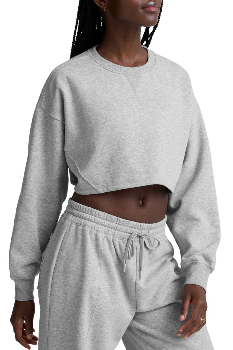 LuxeFleece Boxy Crop Sweatshirt, Alternate, color, LIGHT HEATHER GRAY