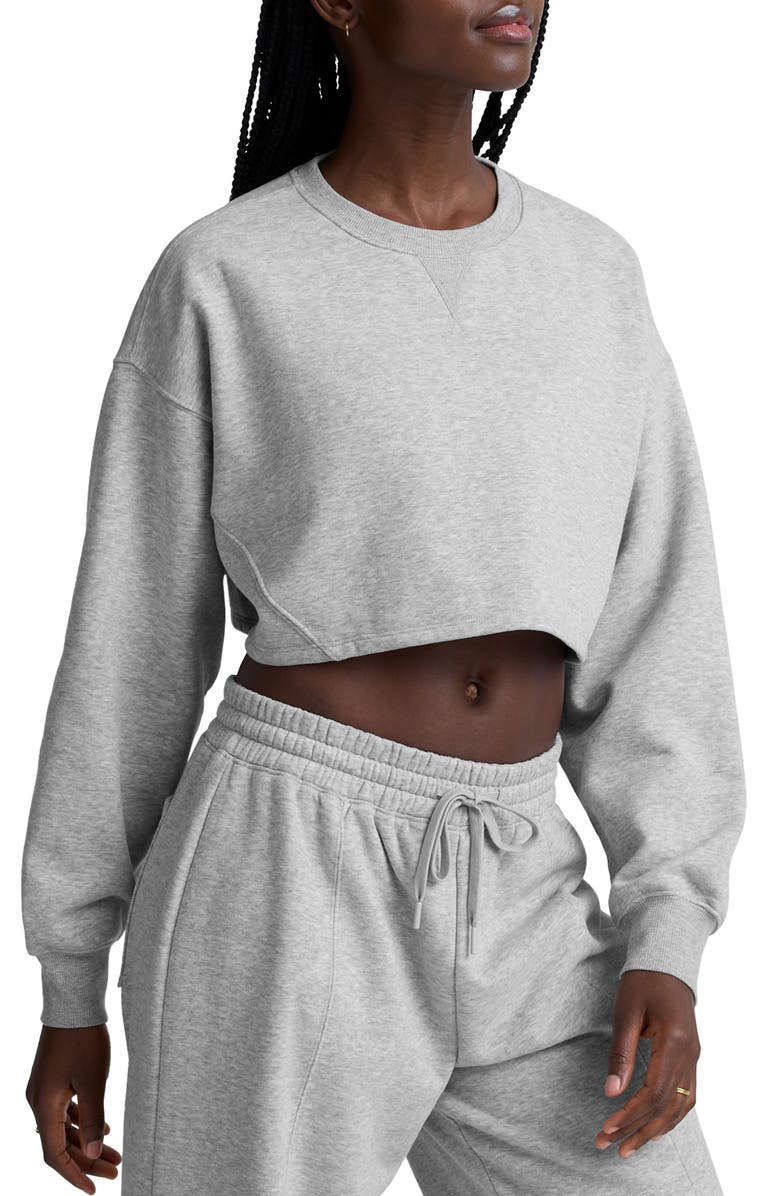 Beyond Yoga LuxeFleece Boxy Crop Sweatshirt, Alternate, color, Light Heather Gray