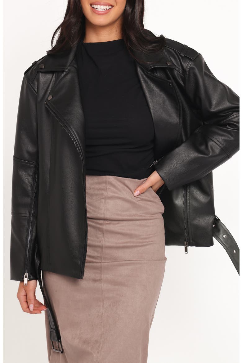 Parsons Oversize Faux Leather Jacket, Main, color, BLACK