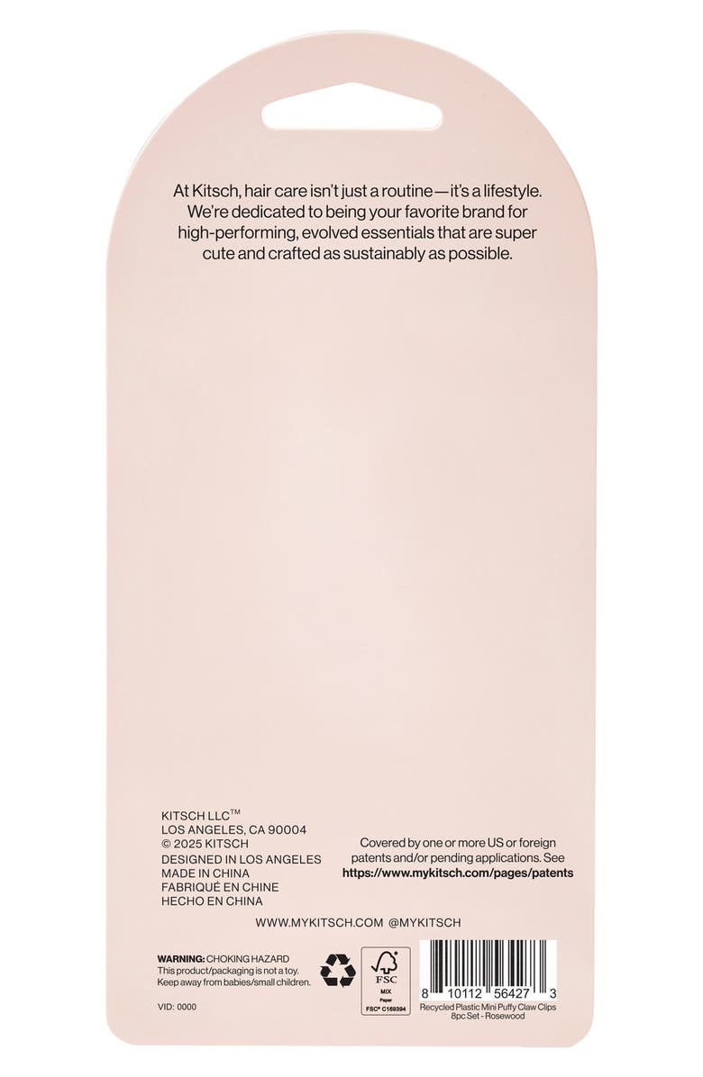 Kitsch Mini Puffy 8-Piece Assorted Claw Clips Set, Alternate, color, Rosewood