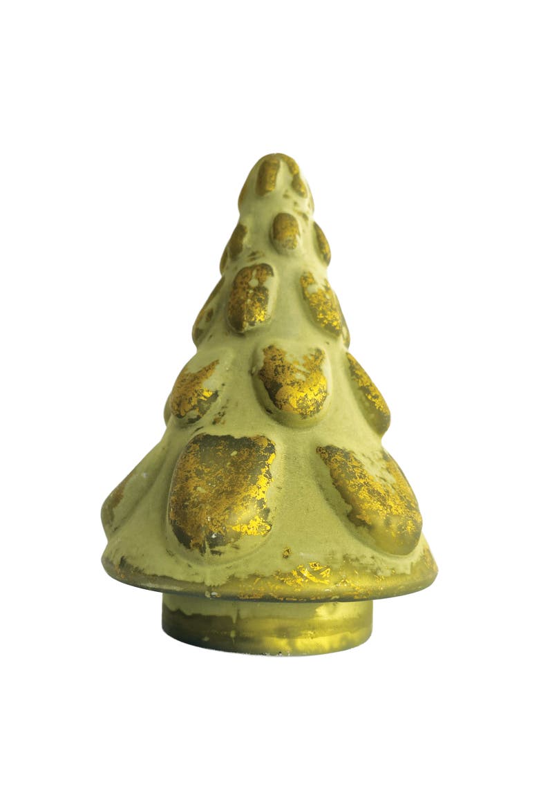 Matte Embossed Glass Tree, Green and Gold, Main, color, Gold