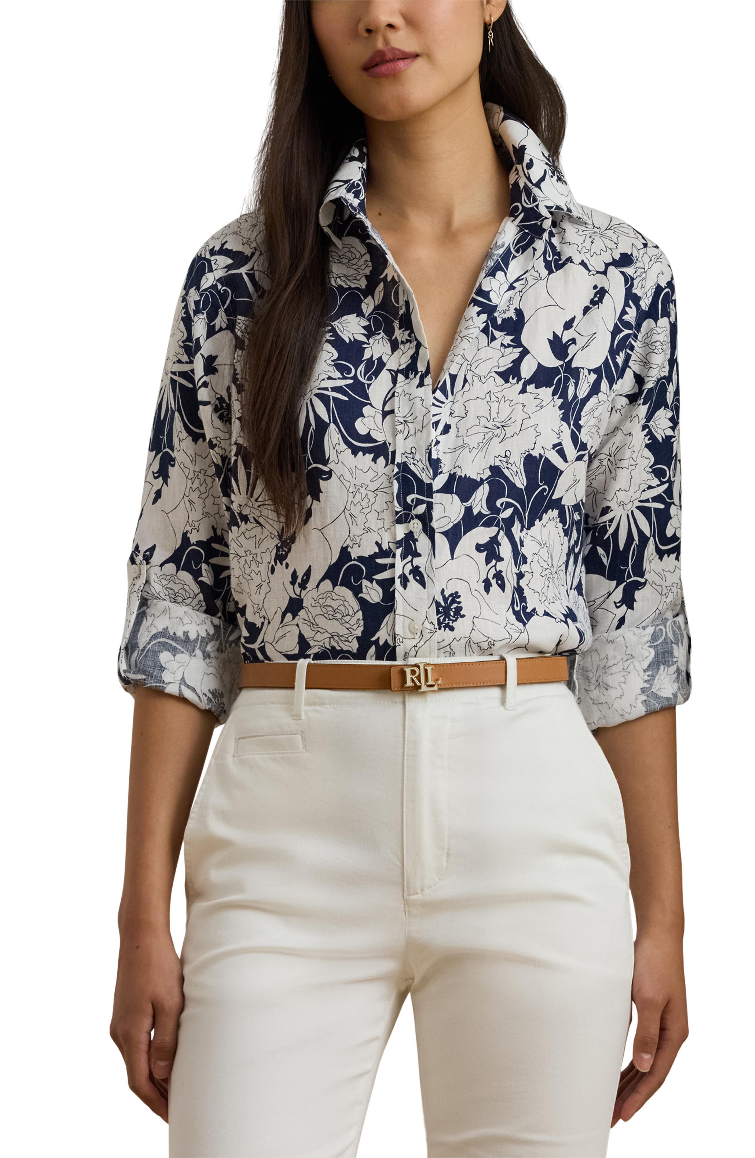 Lauren Ralph Lauren Karrie Floral Linen Button-Up Shirt