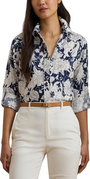 Lauren Ralph Lauren Karrie Floral Linen Button-Up Shirt