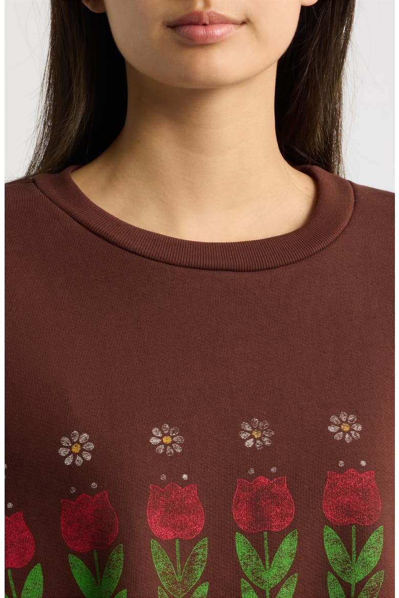Camp Flowers Oversized Graphic Sweatshirt, Alternate, color, DARK AUBURN