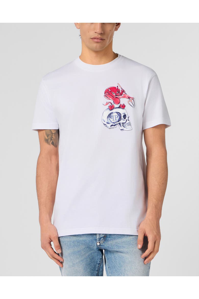 Round Neck T-Shirt Baby Devil Small Men, Main, color, white